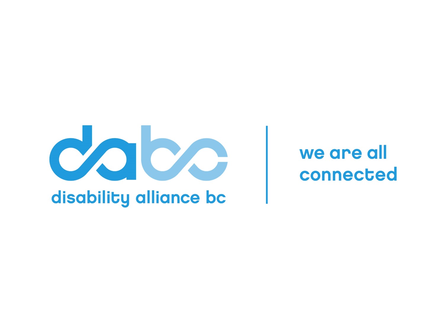 Blue DABC logo with "we are all connected" tagline